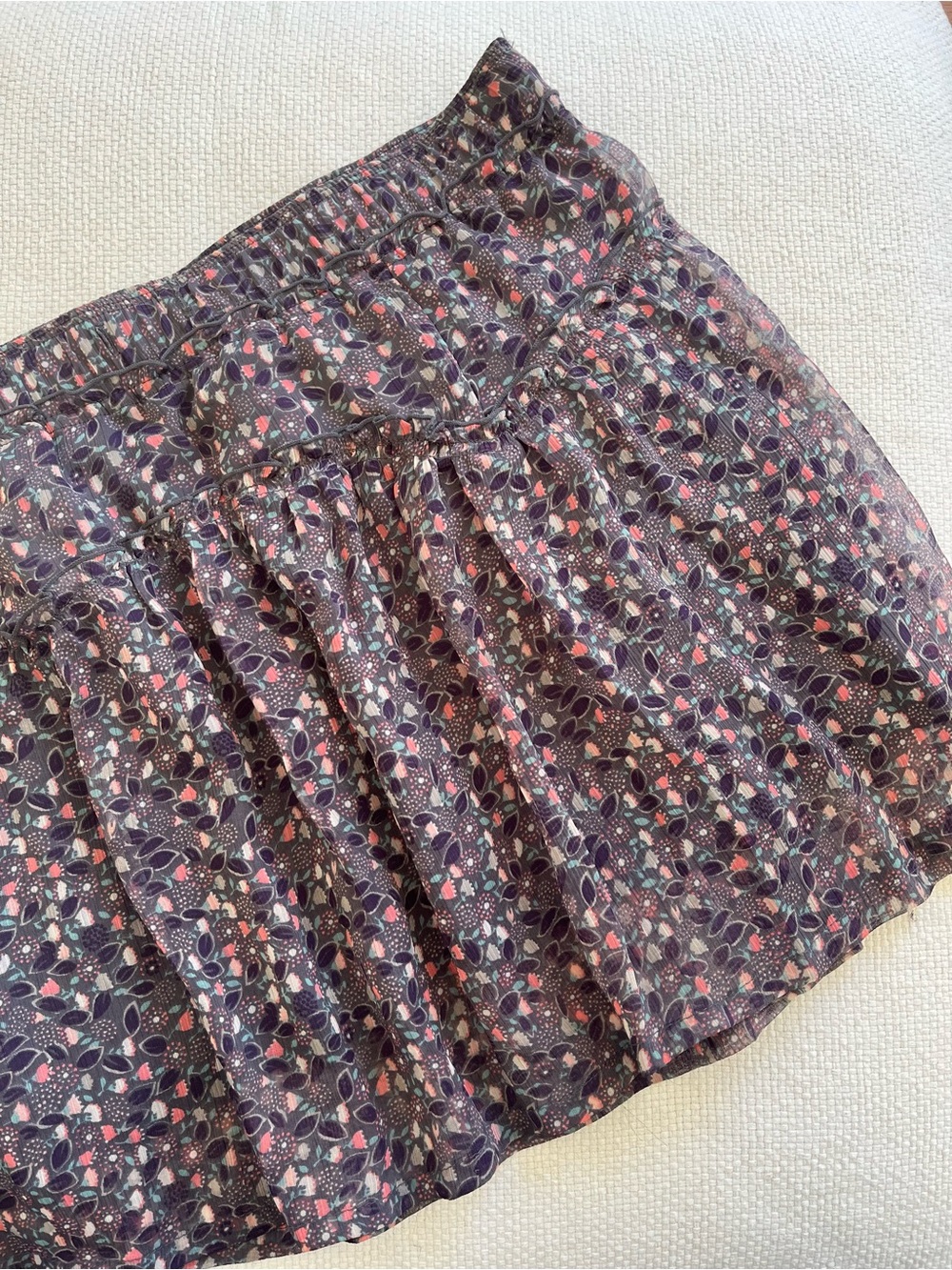 Gray and Purple Patterned Mini Skirt